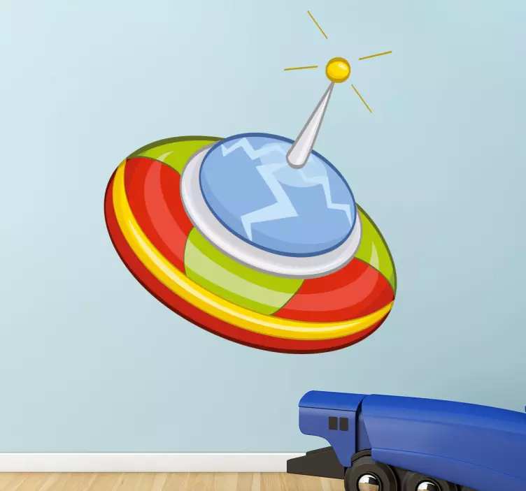 Kids Stickers Circle Spaceship - TenStickers