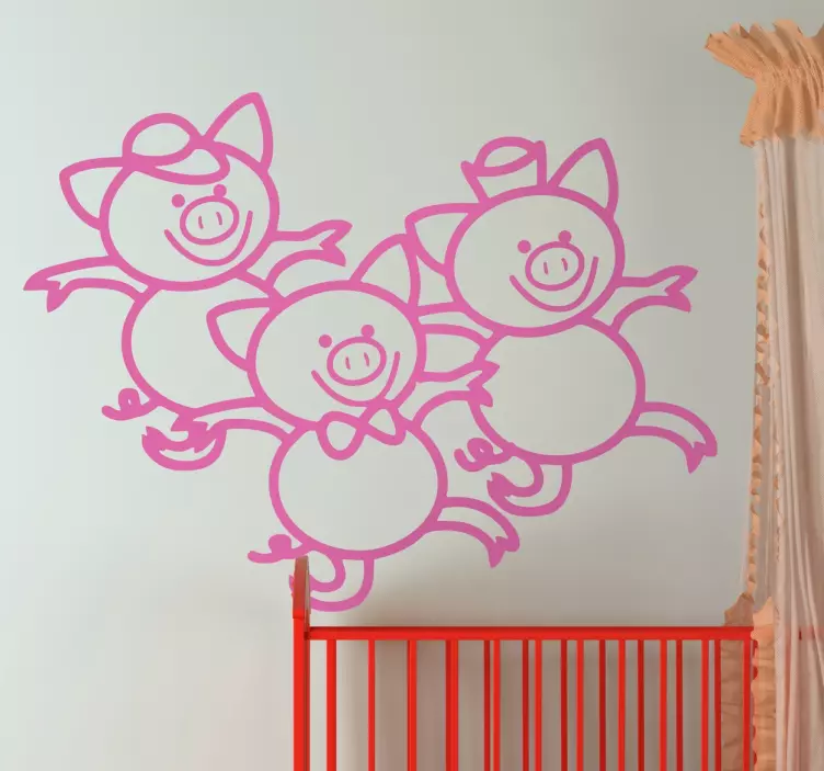 Three little pigs kids theme animal wall sticker - TenStickers