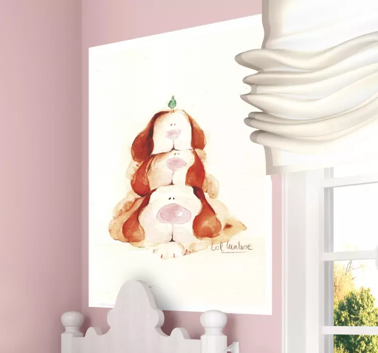 Kids Three Puppies Malone Wall Mural - TenStickers