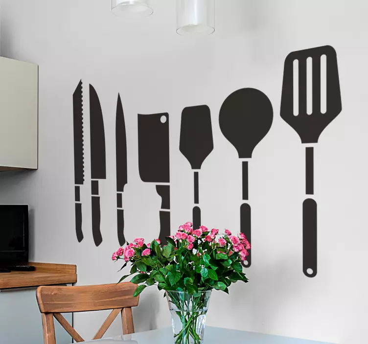 Kitchen Utensil Silhouettes cuisine wall sticker - TenStickers
