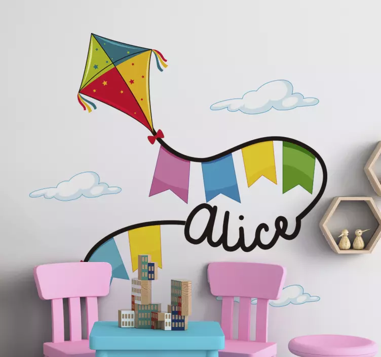 Kite Banners and Name wall sticker for kids - TenStickers