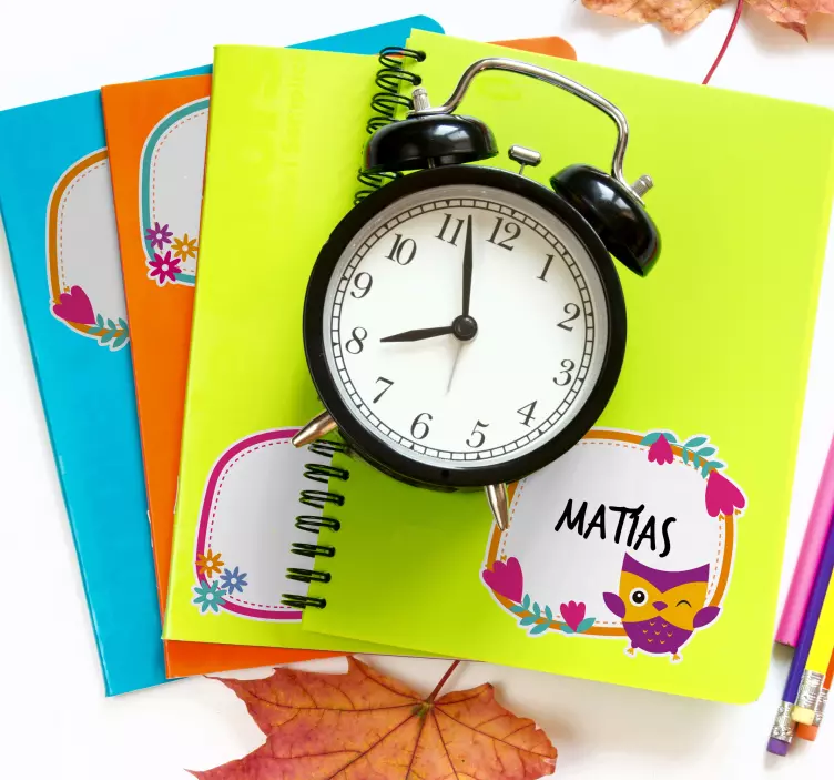 Books and notebooks educational name label sticker - TenStickers