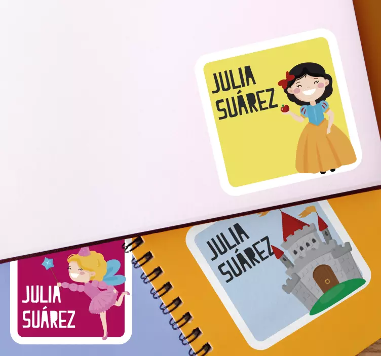 Fairy tale character notebook name label sticker - TenStickers