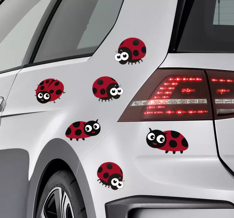 Cute ladybirds car sticker - TenStickers