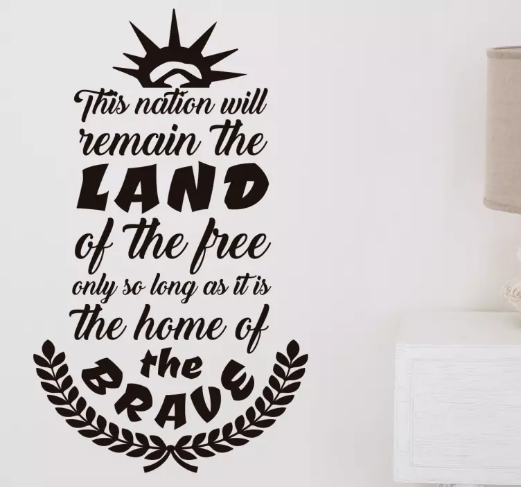 LAND OF THE BRAVE quote wall sticker - TenStickers