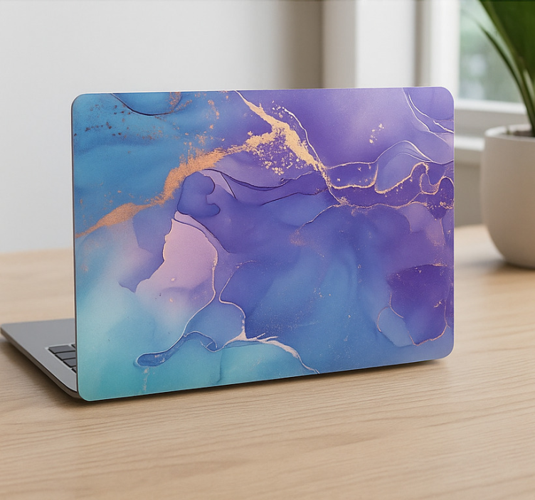 Laptop sticker purple aqua marble skin - TenStickers