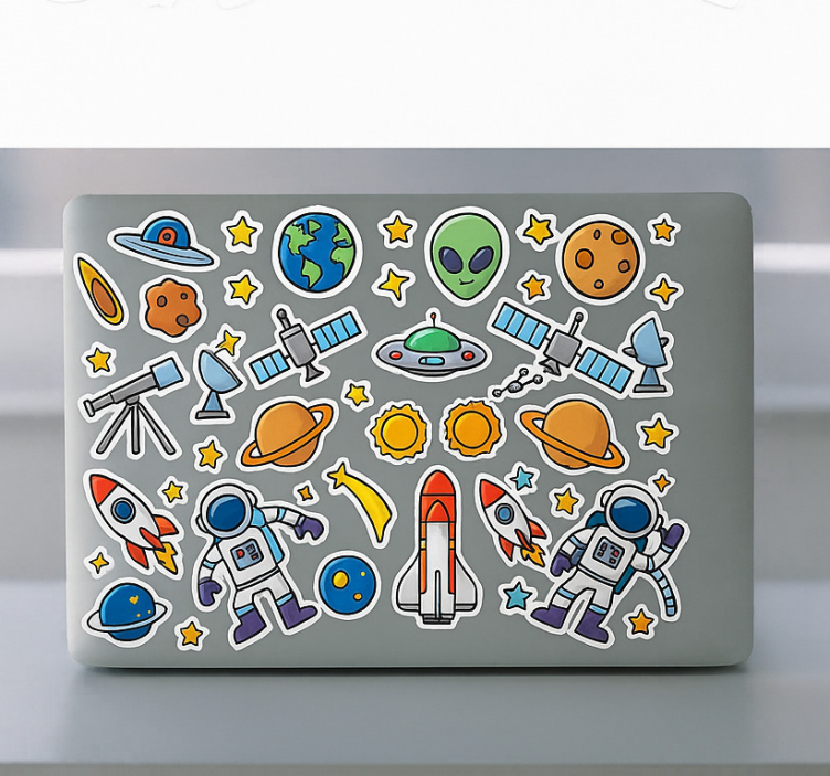 Laptop sticker solar system set - TenStickers