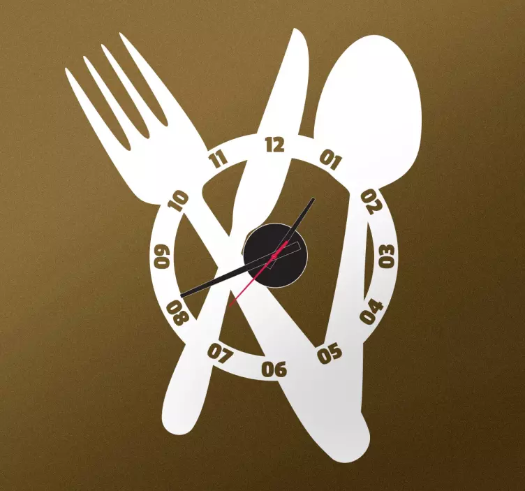 Large Cutlery stick on wall clock - TenStickers