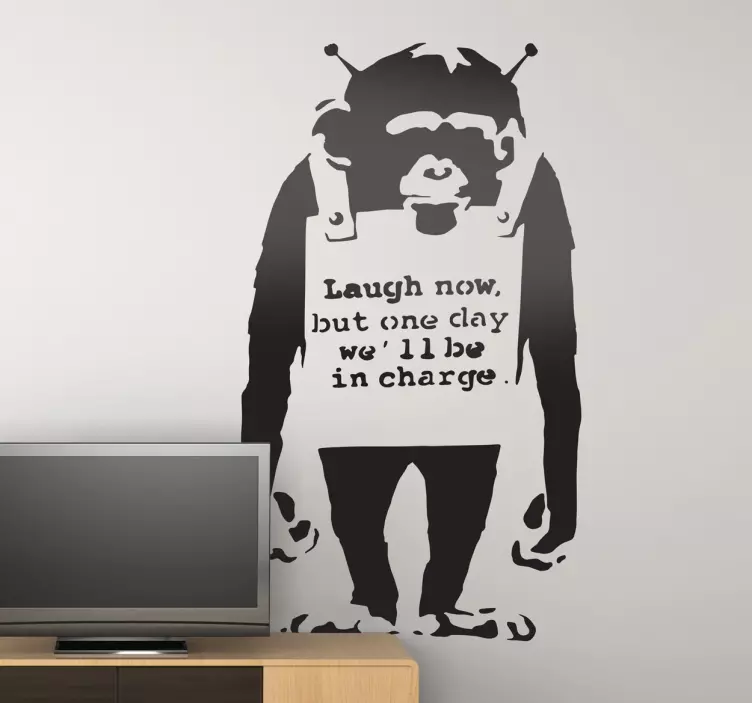 Laugh now Banksy living room wall art sticker - TenStickers