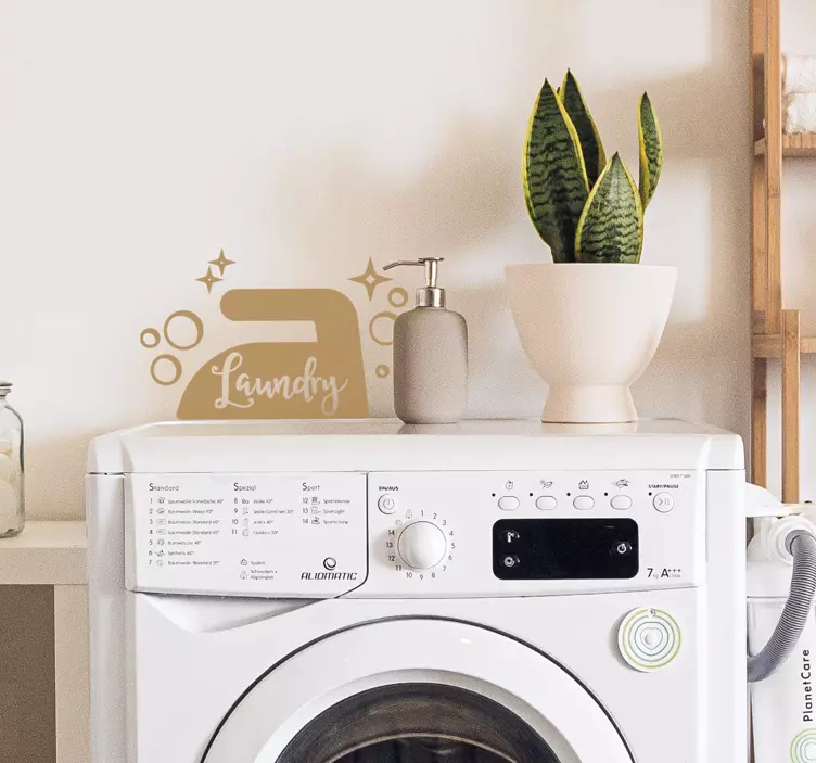 Laundry iron bubble home text wall sticker - TenStickers