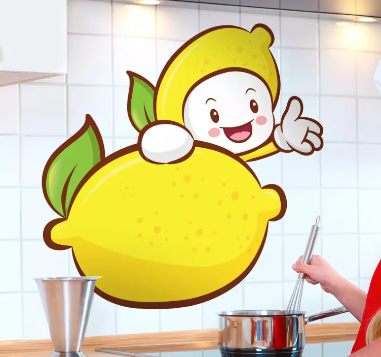 Cute lemon cartoon kitchen wall sticker - TenStickers