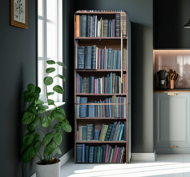 Library shelves fridge wrap - TenStickers