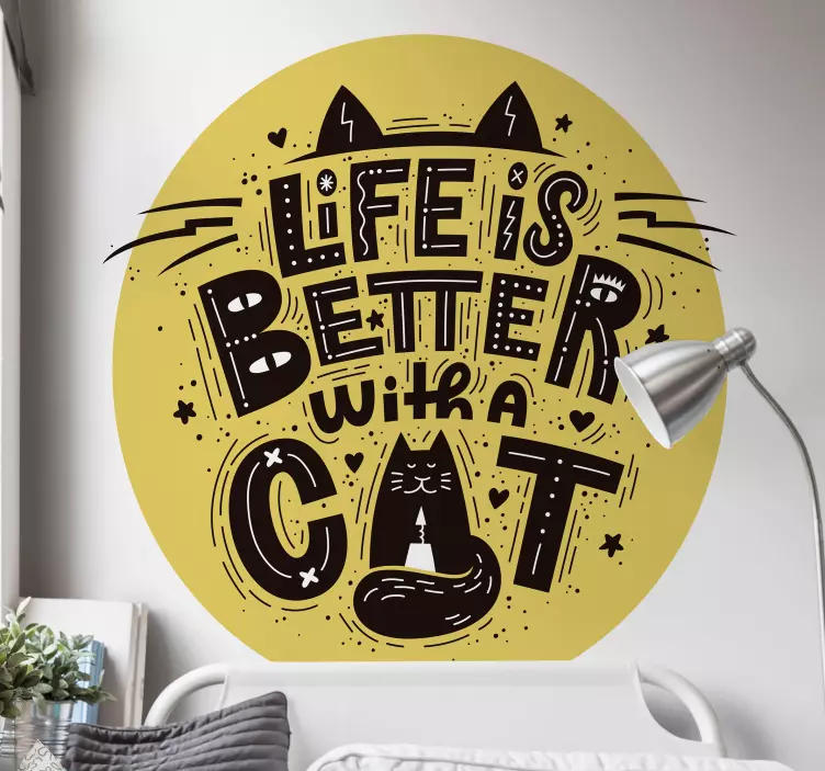 Life Is Better With Cat wall sticker - TenStickers