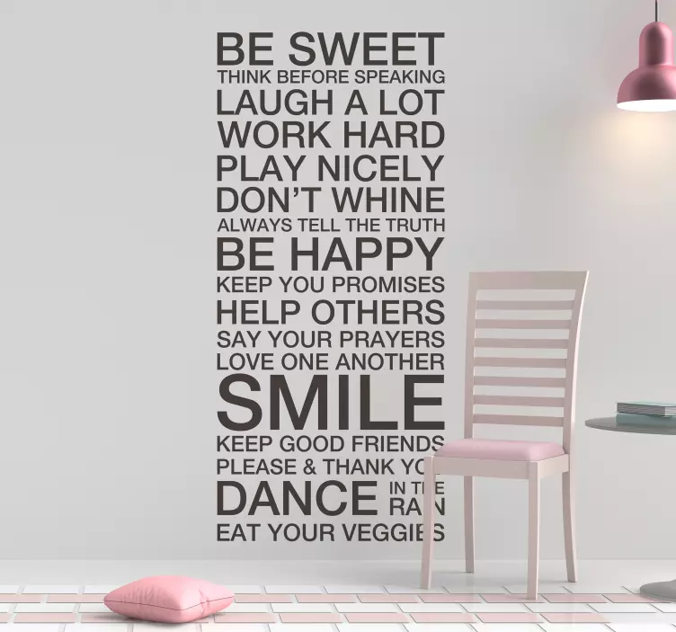 Life rules motivational wall sticker - TenStickers