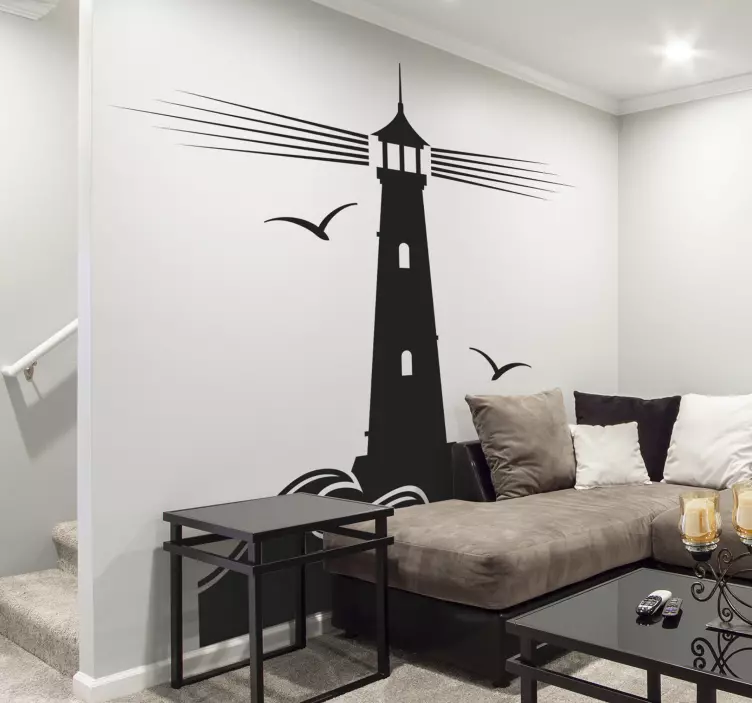 Lighthouse sailor with seagulls nautical decal - TenStickers