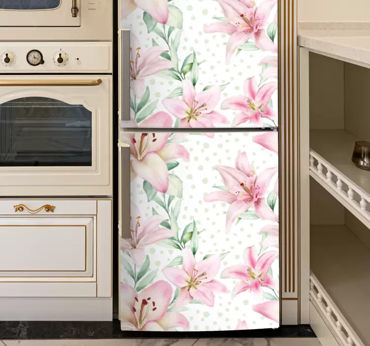 Lily floral pattern fridge sticker - TenStickers