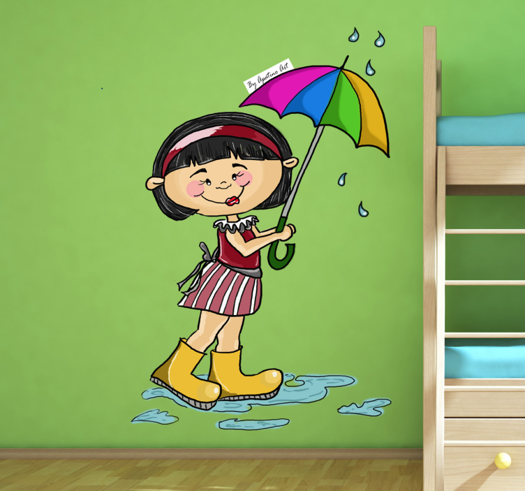 Little Girl with Umbrella Kids Sticker - TenStickers