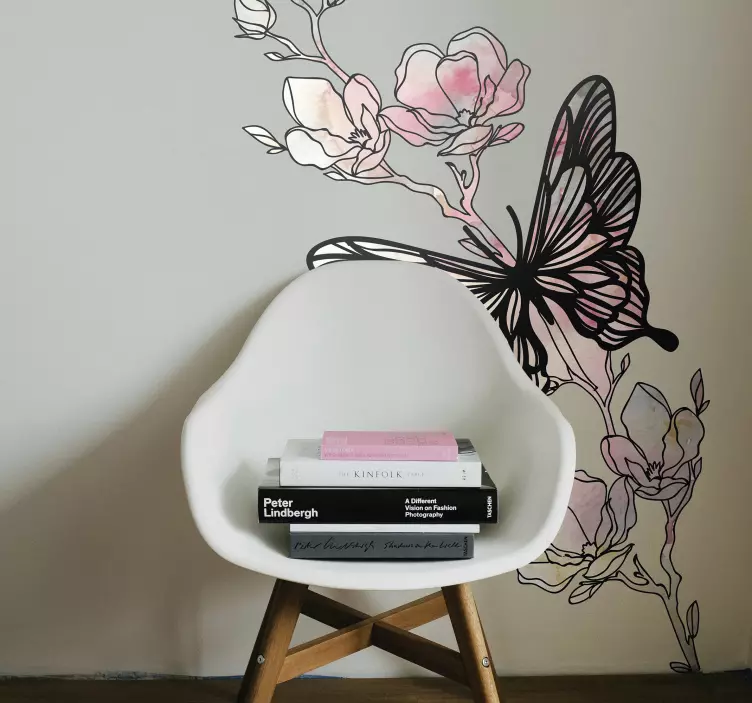 Location sticker elegant butterfly floral design - TenStickers