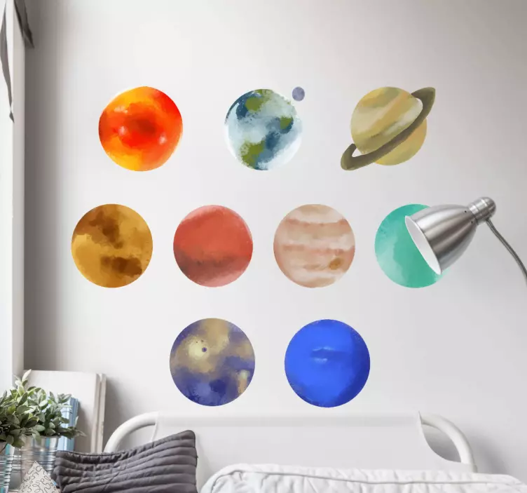 Location sticker planets watercolor collection - TenStickers