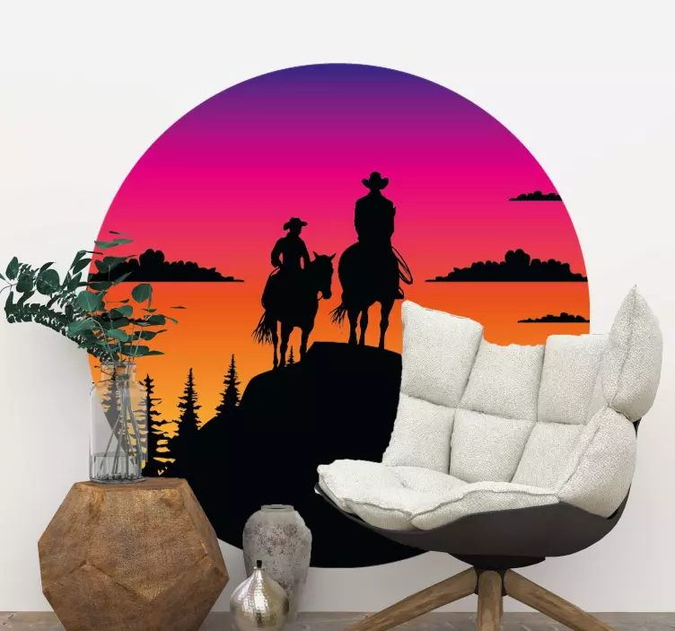 Location sticker riders sunset silhouette - TenStickers