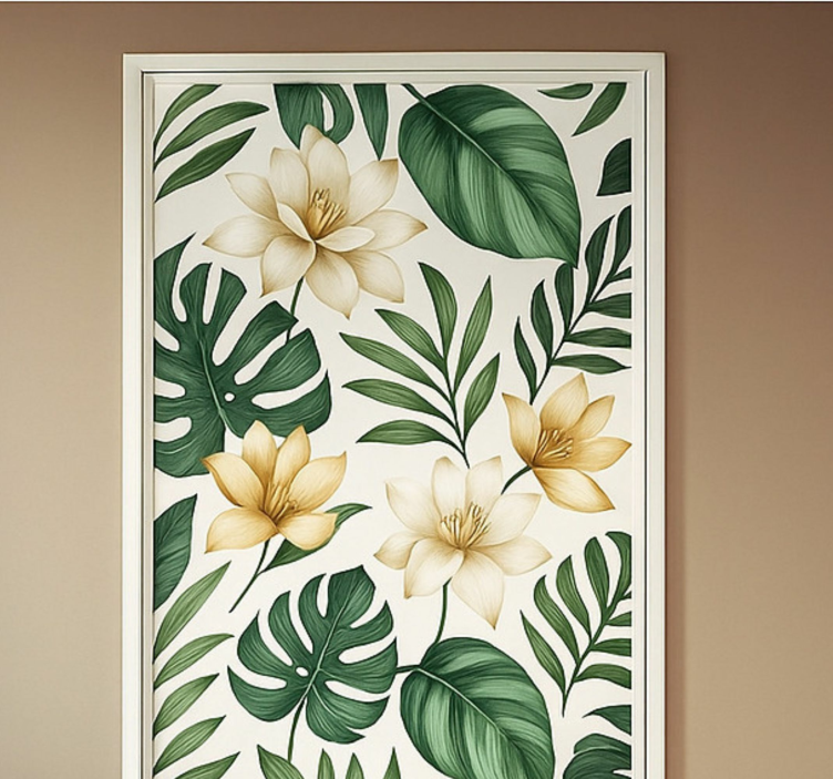 Lotus flowers pattern door sticker - TenStickers
