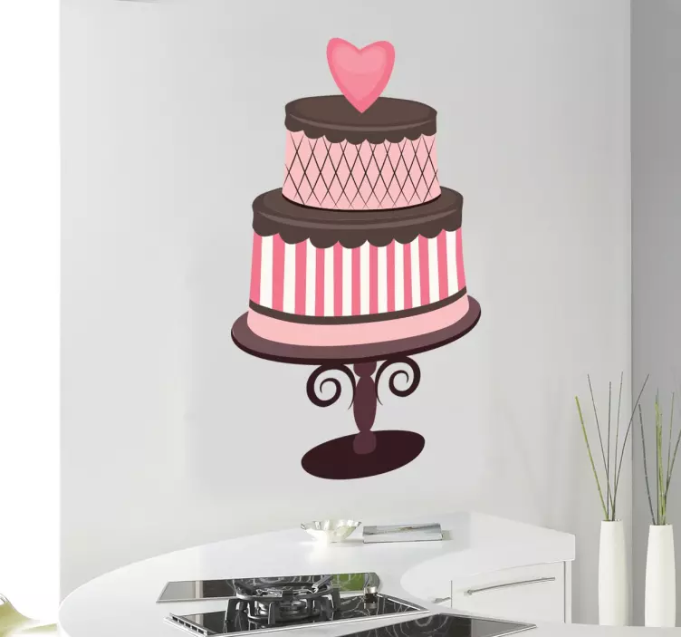 Love Heart Chocolate Cake Decal - TenStickers
