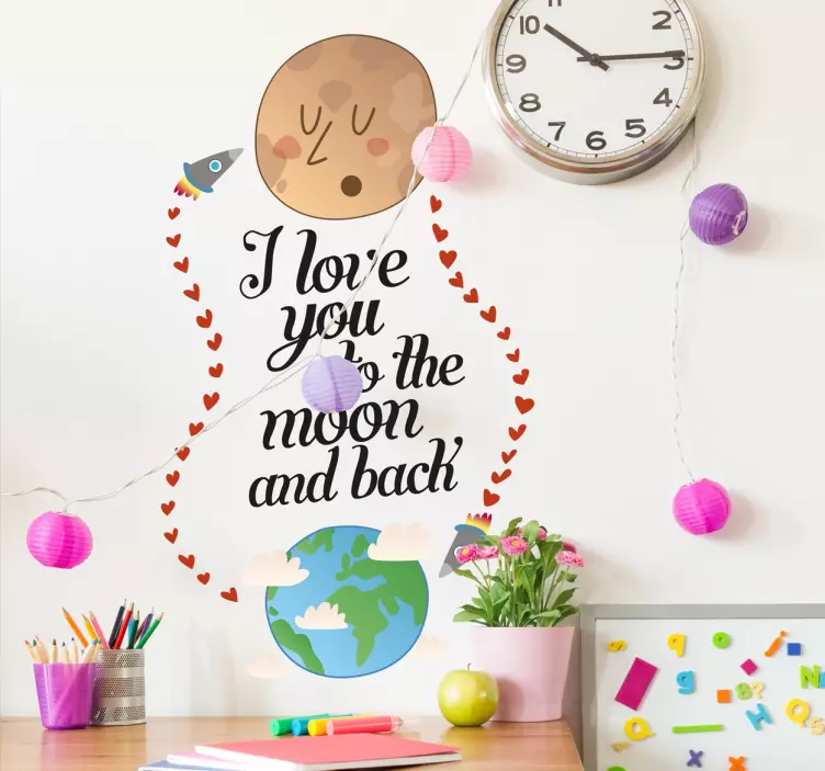 Love You To The Moon and Back space wall sticker - TenStickers
