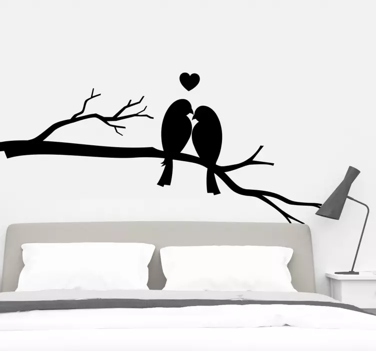 Loving birds branch wall sticker - TenStickers