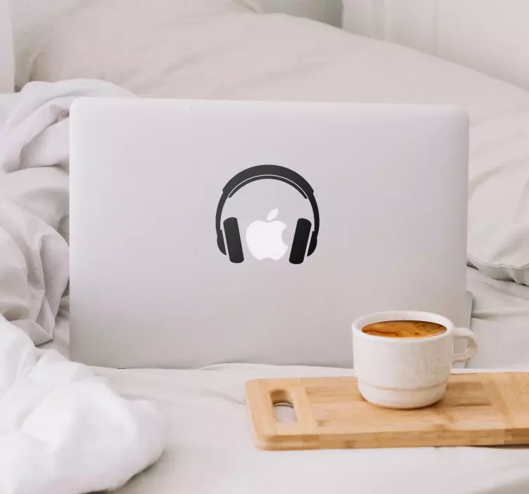 MacBook headphones laptop dj sticker - TenStickers