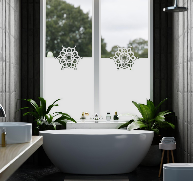 Mandala design window sticker for bathroom - TenStickers