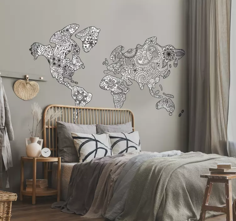 Mandala map bedroom wall sticker - TenStickers