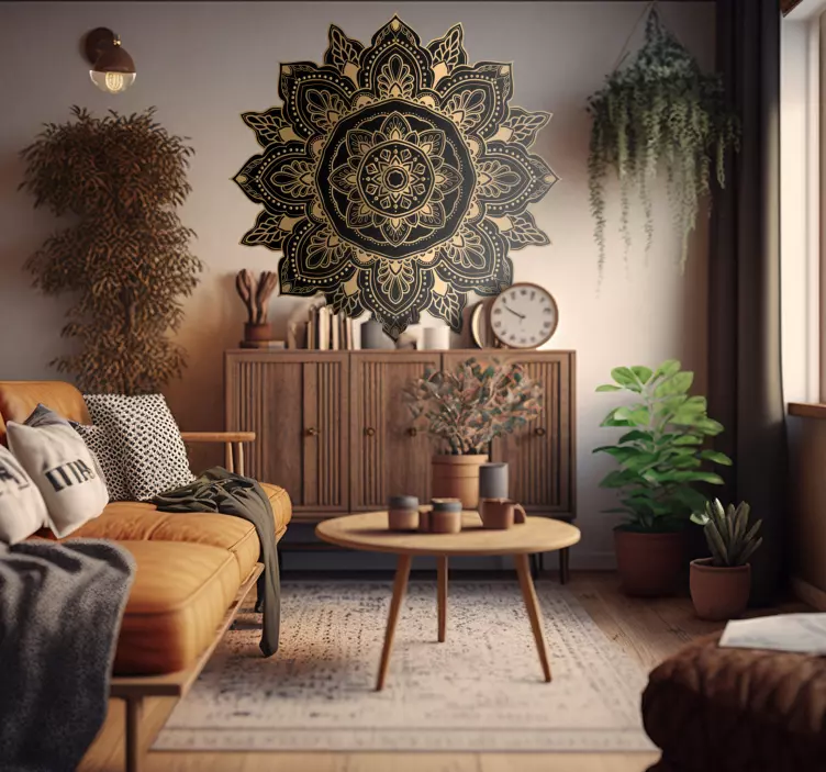Mandala with elegant drops living room wall sticker - TenStickers