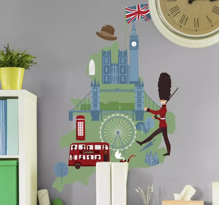 Map of  UK world map wall sticker - TenStickers