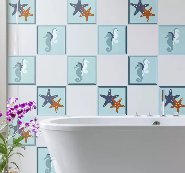 Marine style bathroom tile sticker - TenStickers