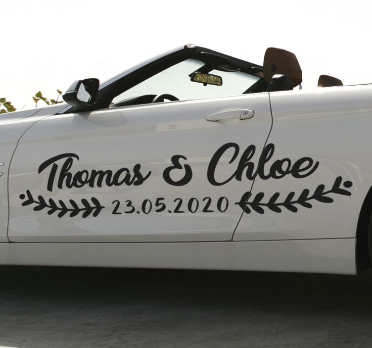 Marriage and wedding large car sticker - TenStickers