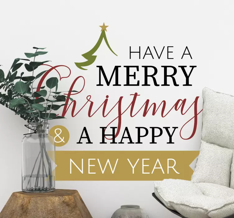 Merry Christmas and Happy New Year christmas sticker - TenStickers