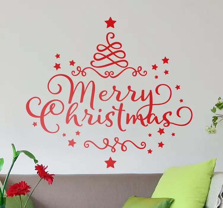 Merry Christmas living room wall sticker - TenStickers