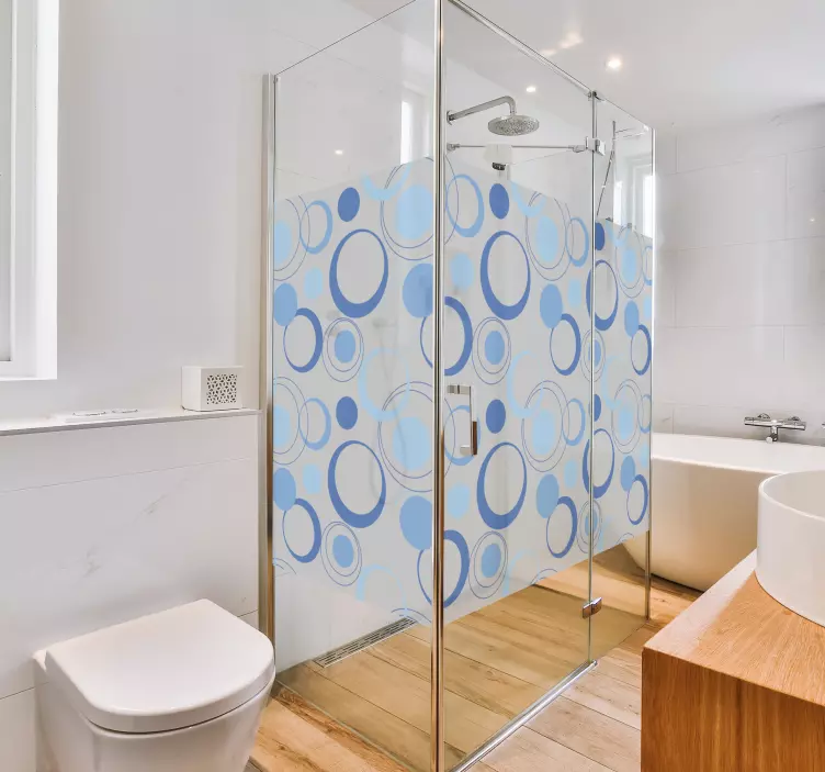 Minimal blue bubbles shower screen decal - TenStickers