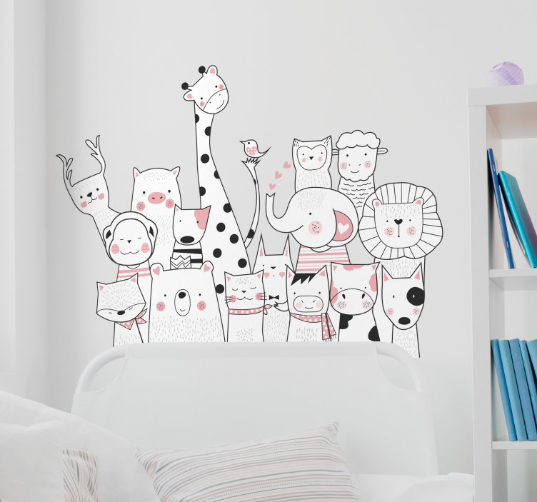 Minimalist animal drawing headboard wall sticker - TenStickers