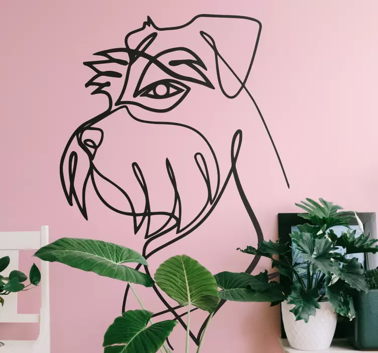 Minimalist hand drawn Schnauzer cat  animal wall sticker - TenStickers