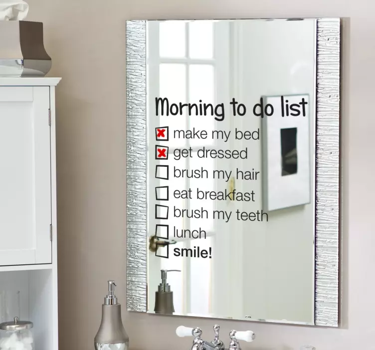 Morning To Do List mirror sticker - TenStickers