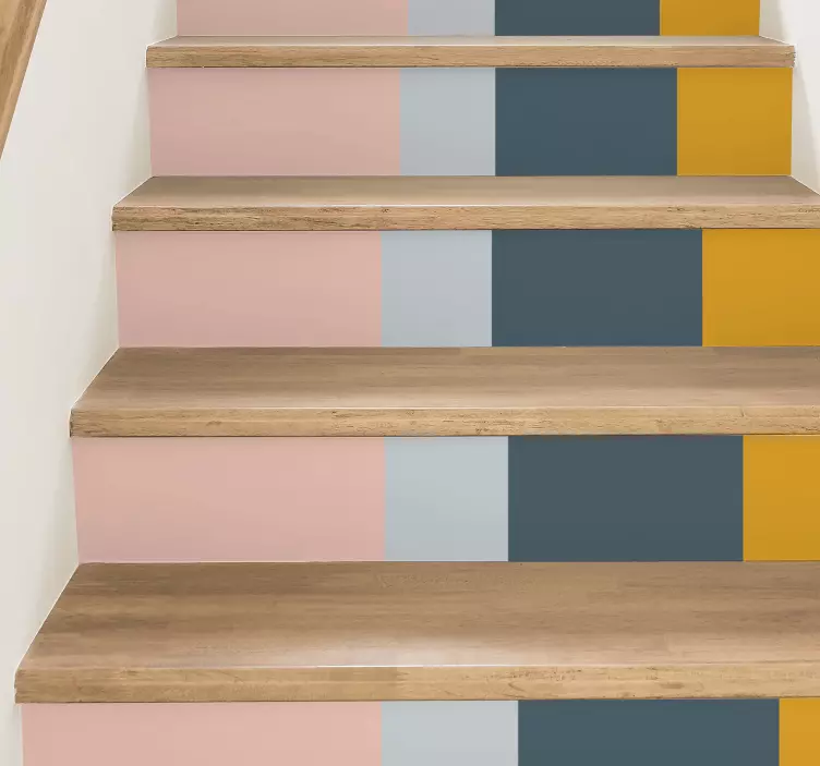 Modern colours block design stair decal - TenStickers
