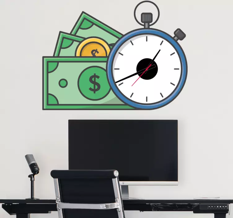 Money Stopwatch Graphic clock wall sticker - TenStickers
