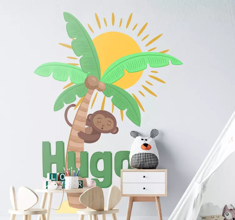Monkey and Palm wall sticker for kids - TenStickers