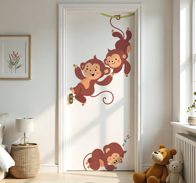 Monkeys for kids' room door sticker - TenStickers