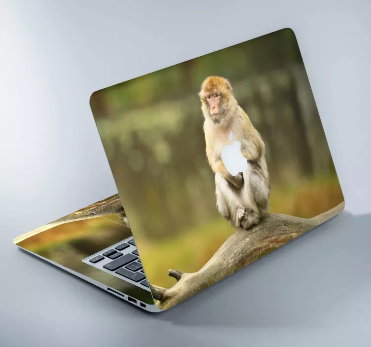 Monkey laptop wild animal vinyl decal - TenStickers