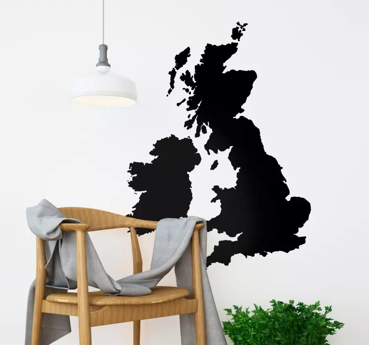 Monocolour UK World Map Wall Sticker - TenStickers