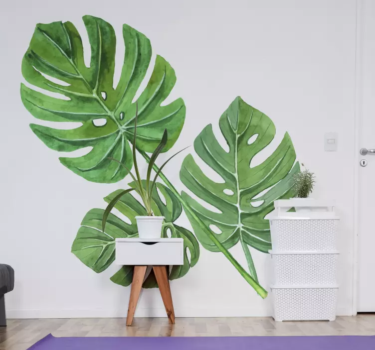 Monstera leaves plant wall sticker - TenStickers