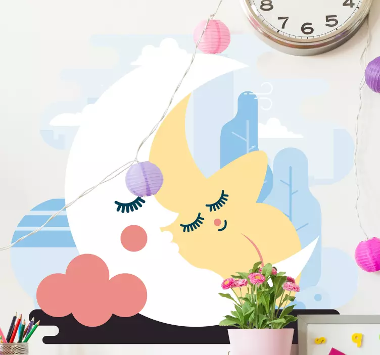 Moon and Star wall sticker for kids - TenStickers