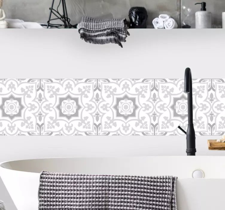Grey tones Moroccan bathroom tile sticker - TenStickers